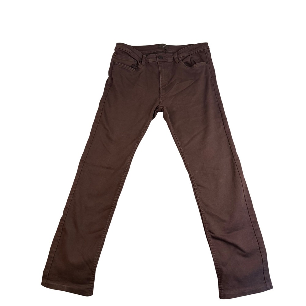 Jachs New York Mens Slim Fit Pants Brown Cotton Blend Stretch 33x30